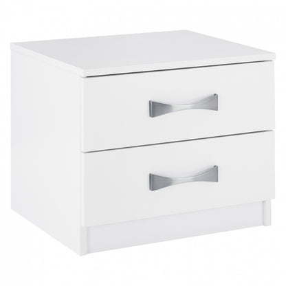 NIGHT STAND WITH 2 DRAWERS AND SILVER HANDLE HM2235.05 ΛΕΥΚΟ 48x40,5x41,5Ycm.