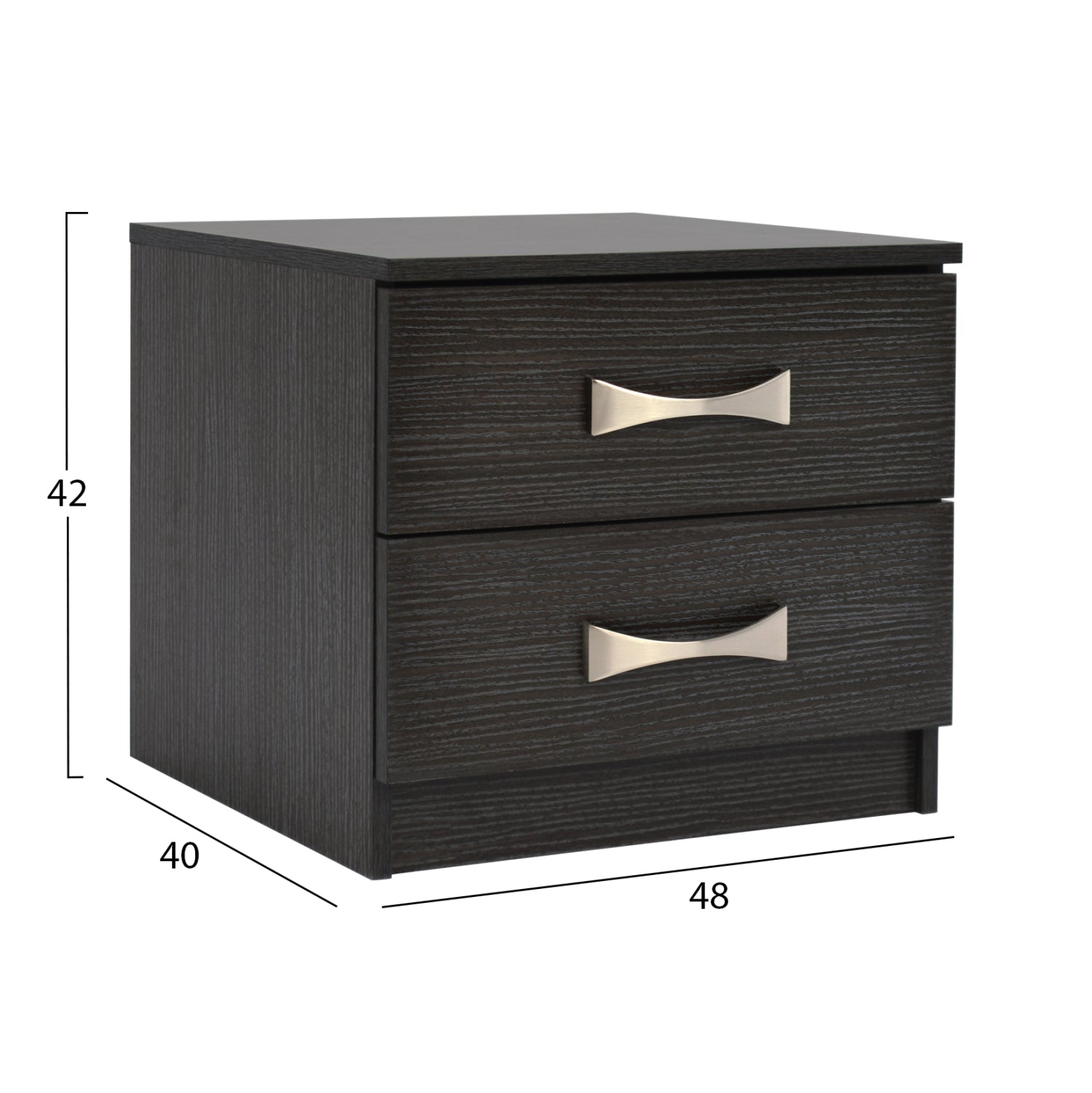 Bedside table with 2 drawers and handles HM2235.01 Zebrano 48x40x42