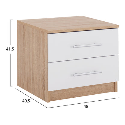NIGHT STAND HM2220.06 SONAMA-WHITE 48x40,5x41,5 cm.