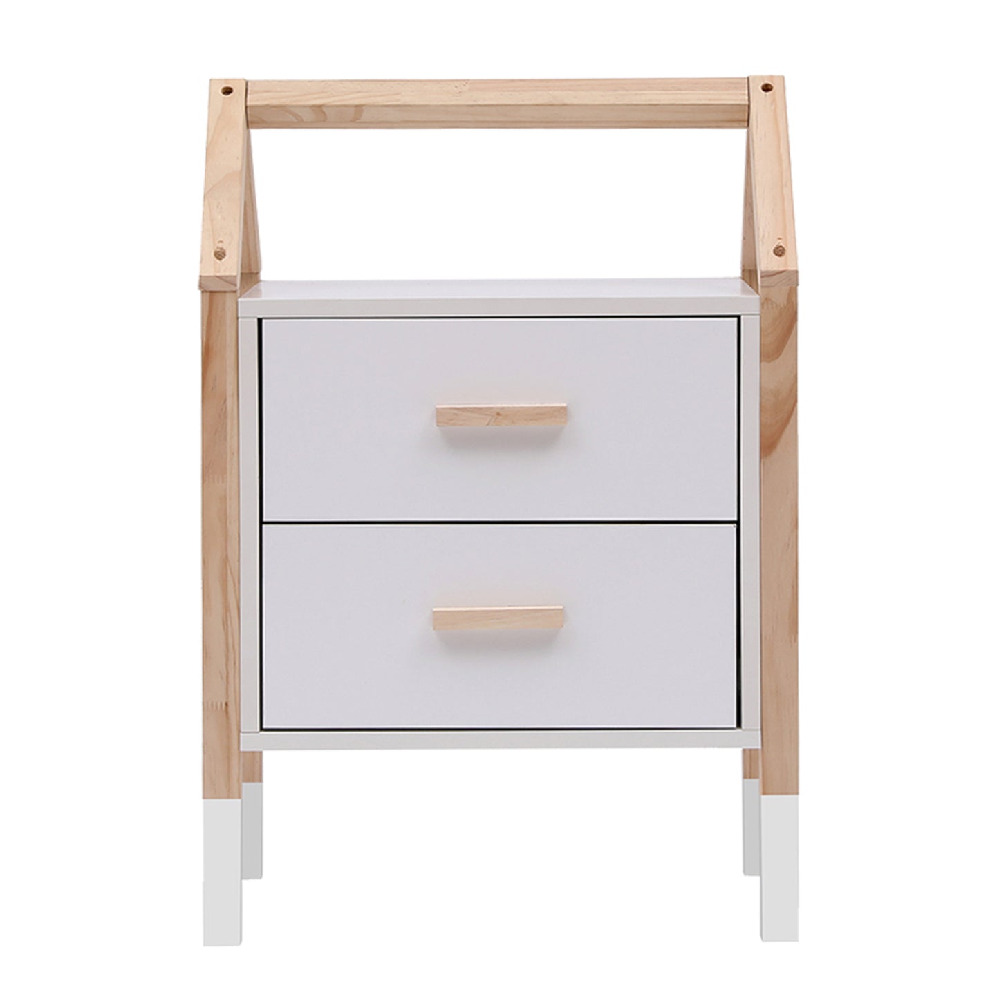 KIDS' NIGHTSTAND PEPE HM2489.03 WHITE MELAMINE-PINE WOOD IN NATURAL COLOR 46x30x67Hcm.