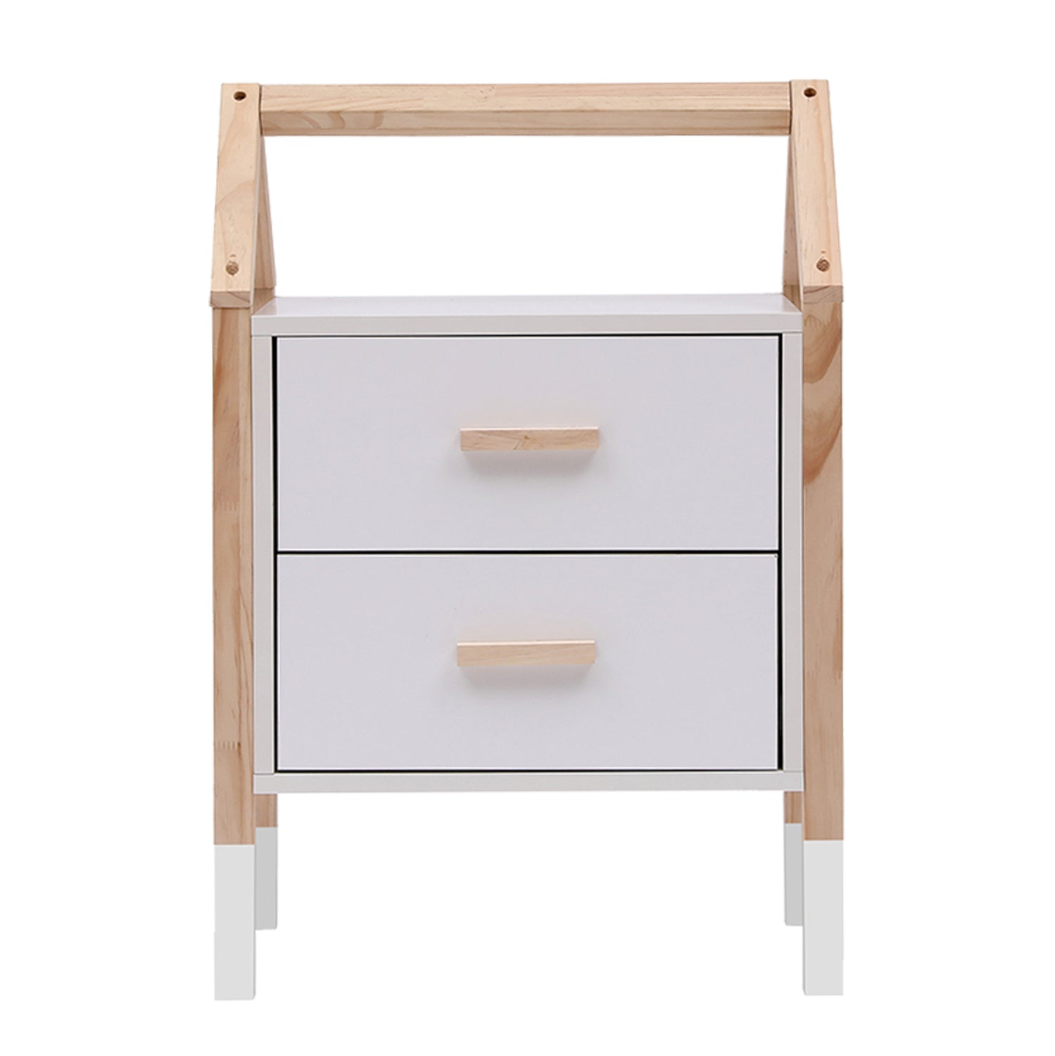 KIDS' NIGHTSTAND PEPE HM2489.03 WHITE MELAMINE-PINE WOOD IN NATURAL COLOR 46x30x67Hcm.