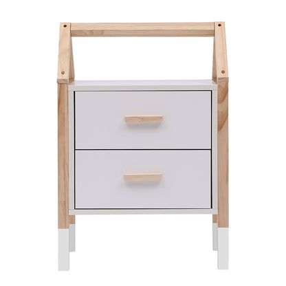 KIDS' NIGHTSTAND PEPE HM2489.03 WHITE MELAMINE-PINE WOOD IN NATURAL COLOR 46x30x67Hcm.