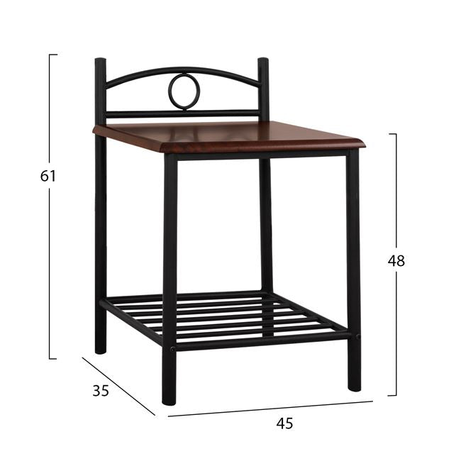Bedside table Suzie HM387 from metal and RUBBERWOOD 45x35x48-61H cm