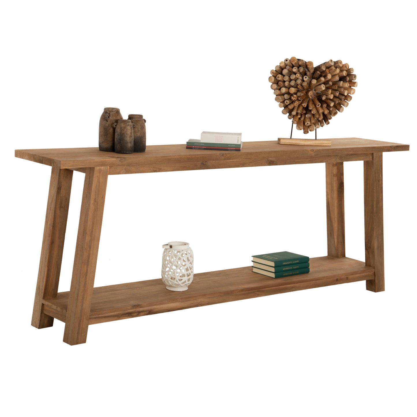 CONSOLE NO DRAWER HM9554 MADE OF RECYCLED TEAK WOOD 240x45x91Hcm.