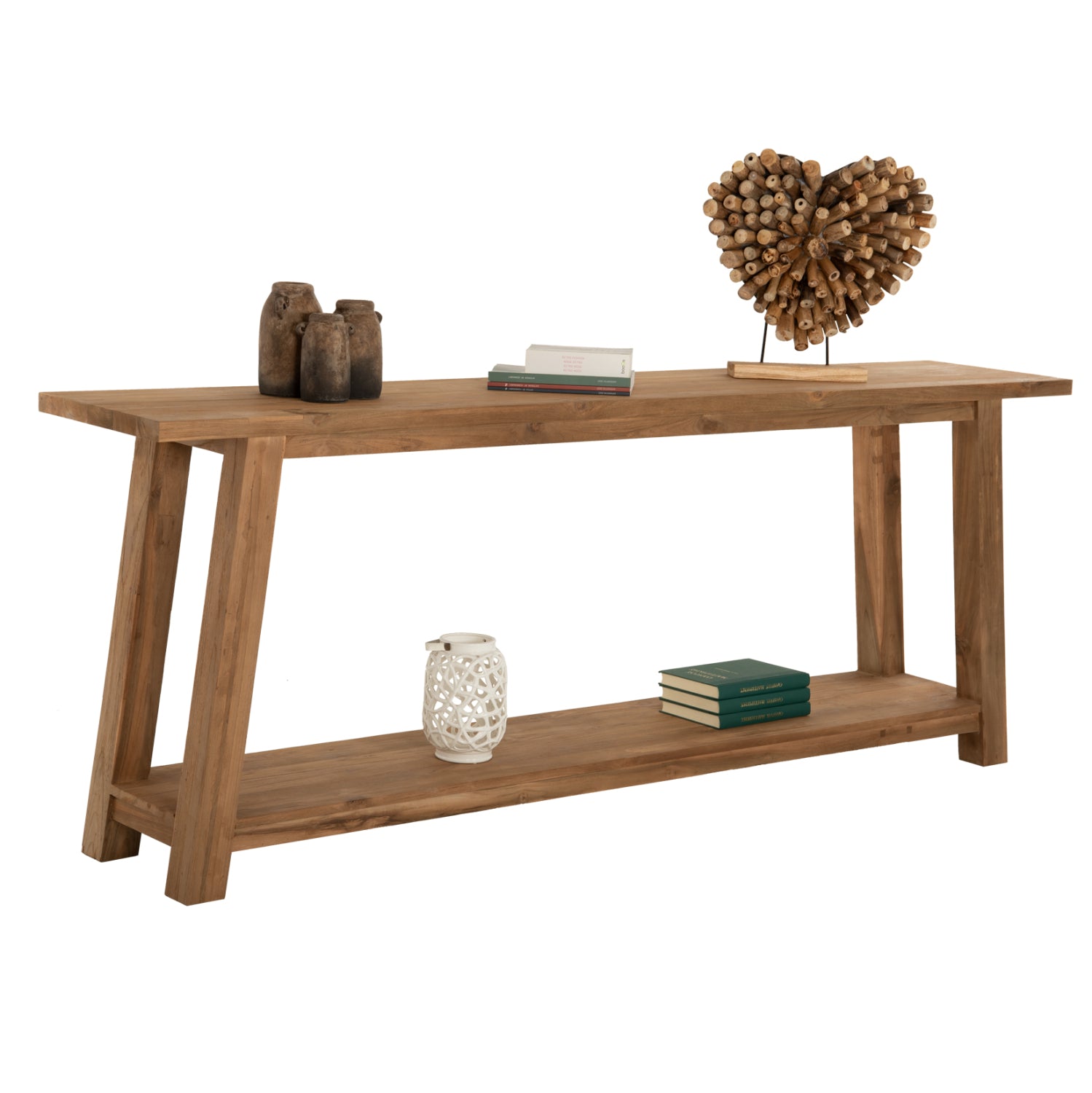 CONSOLE NO DRAWER HM9554 MADE OF RECYCLED TEAK WOOD 240x45x91Hcm.