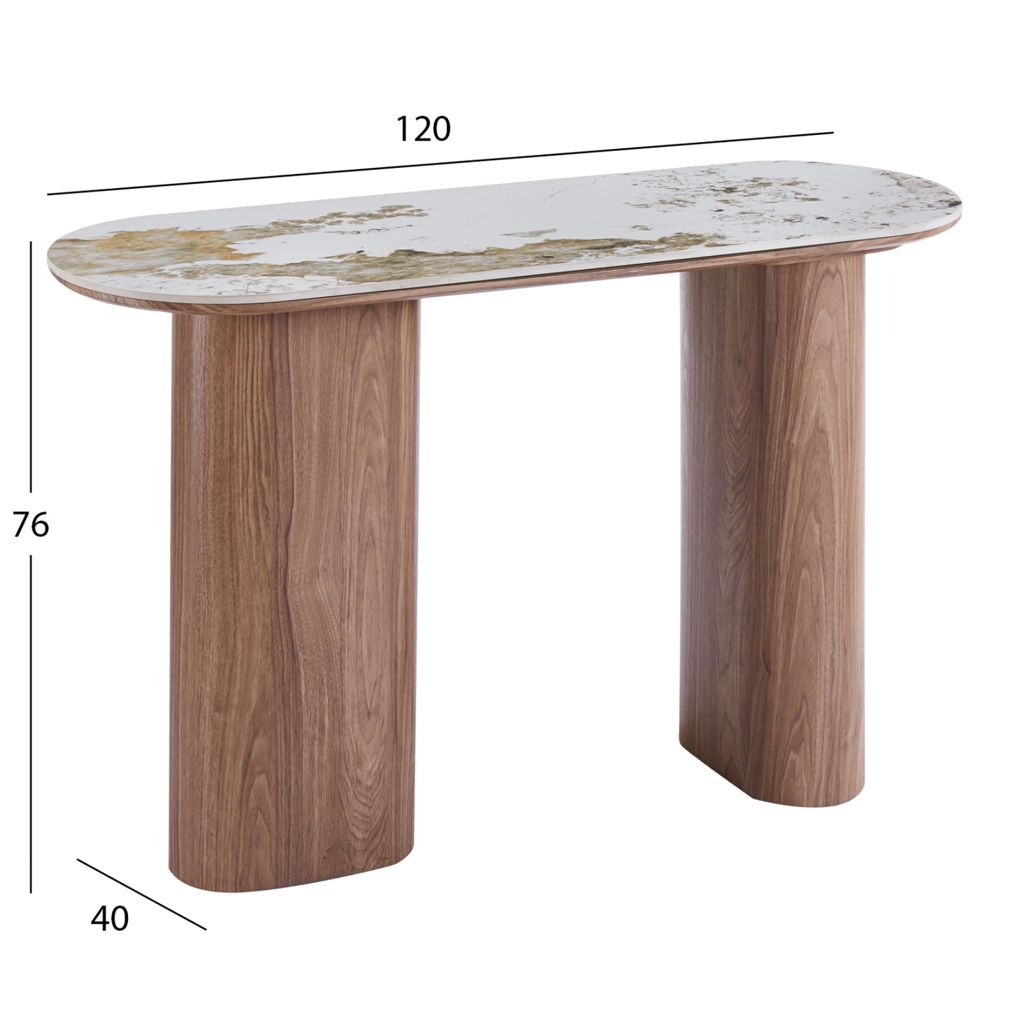 CONSOLE MARBLEX HM18446 CERAMIC TOP IN PANDORA COLOR--MDF LEGS IN WALNUT 120x40x76Hcm.