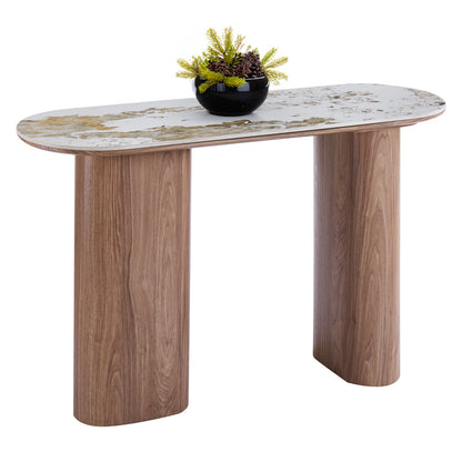 CONSOLE MARBLEX HM18446 CERAMIC TOP IN PANDORA COLOR--MDF LEGS IN WALNUT 120x40x76Hcm.