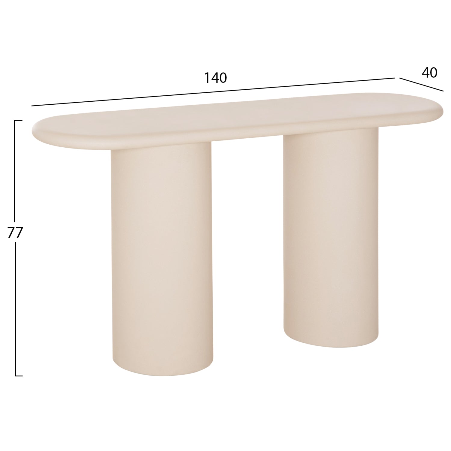 CONSOLE KENJI HM6584.02 FIBER CEMENT IN LIGHT BEIGE--140x40x77Hcm.