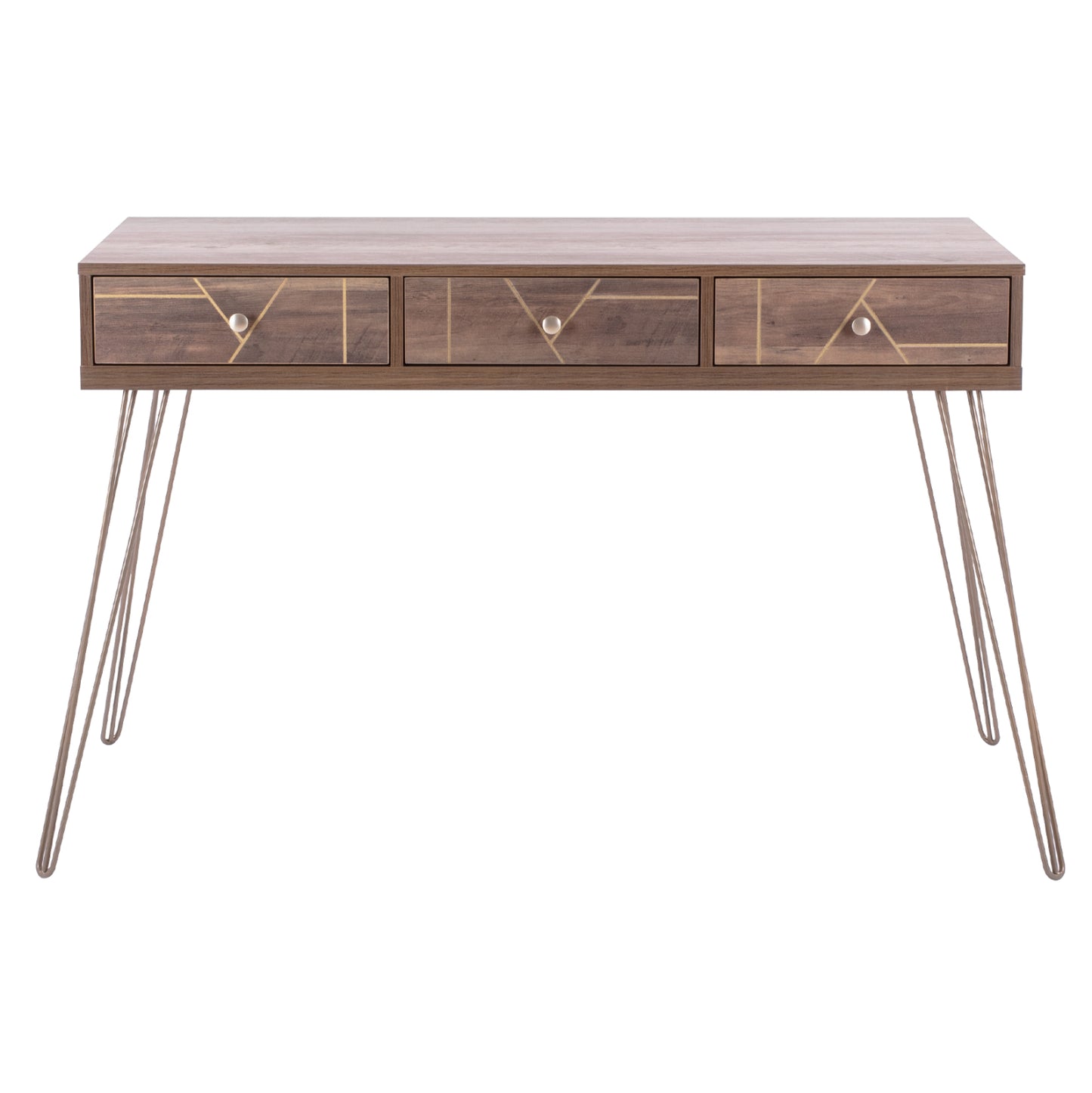 Console Kaitlyn HM8653 Walnut with Gold 120x55x79,5 cm.