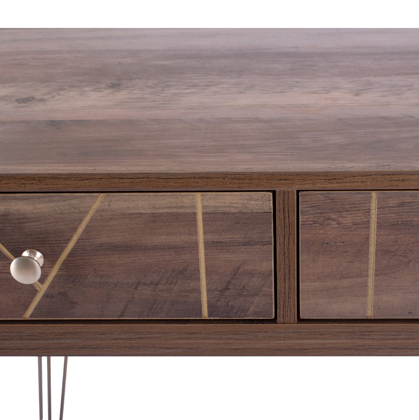 Console Kaitlyn HM8653 Walnut with Gold 120x55x79,5 cm.