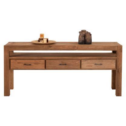 CONSOLE WITH 3 DRAWERS HM9556 RECYCLED TEAK WOOD IN NATURAL COLOR 180x45x80Hcm.