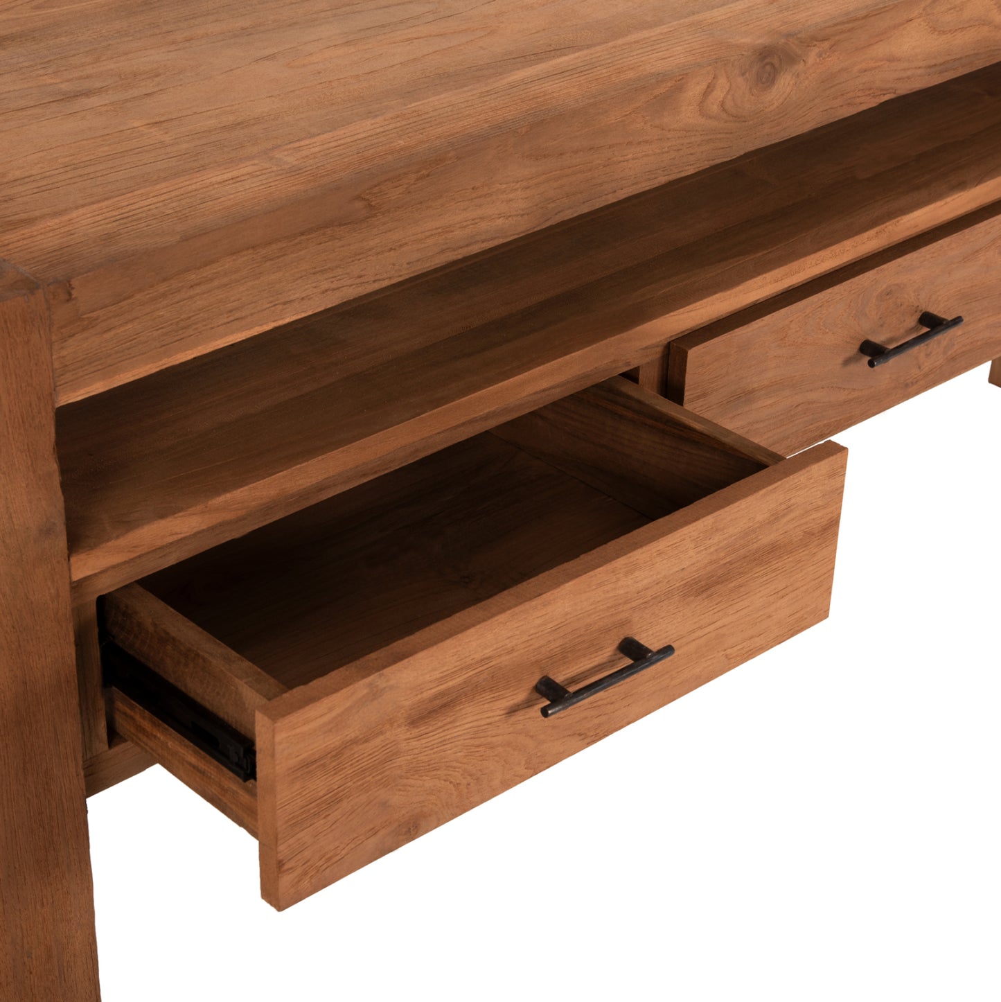CONSOLE WITH 3 DRAWERS HM9556 RECYCLED TEAK WOOD IN NATURAL COLOR 180x45x80Hcm.