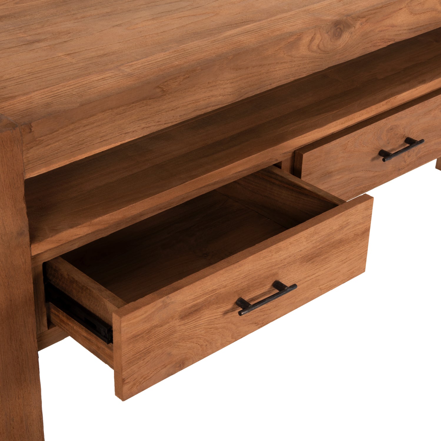 CONSOLE WITH 3 DRAWERS HM9556 RECYCLED TEAK WOOD IN NATURAL COLOR 180x45x80Hcm.