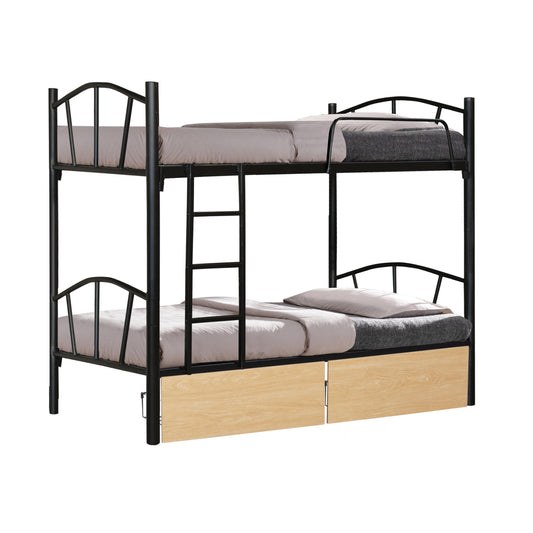 BUNK BED FLOOR HM21122.01 METAL IN BLACK WITH FLOOR DRAWERS SONAMA--FOR 90x190cm