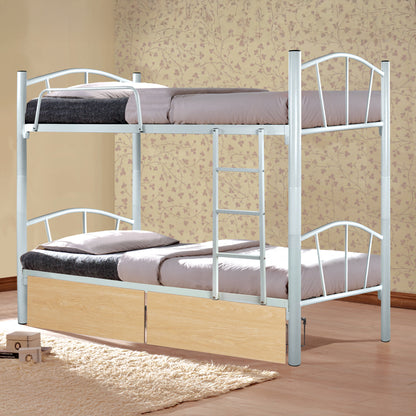 BUNK BED FLOOR HM21123.01 METAL IN WHITE WITH FLOOR DRAWERS SONAMA 200x91.5x177.5Hcm.