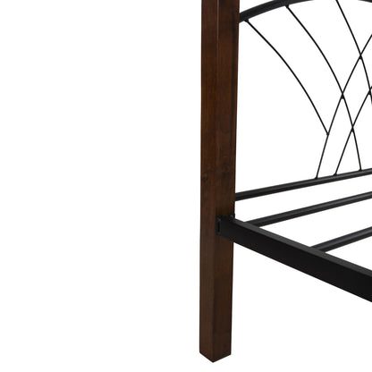 BUNK BED STOREY HM687 BLACK METAL-RUBBERWOOD IN WALNUT-FOR MATTRESS 190x90cm.