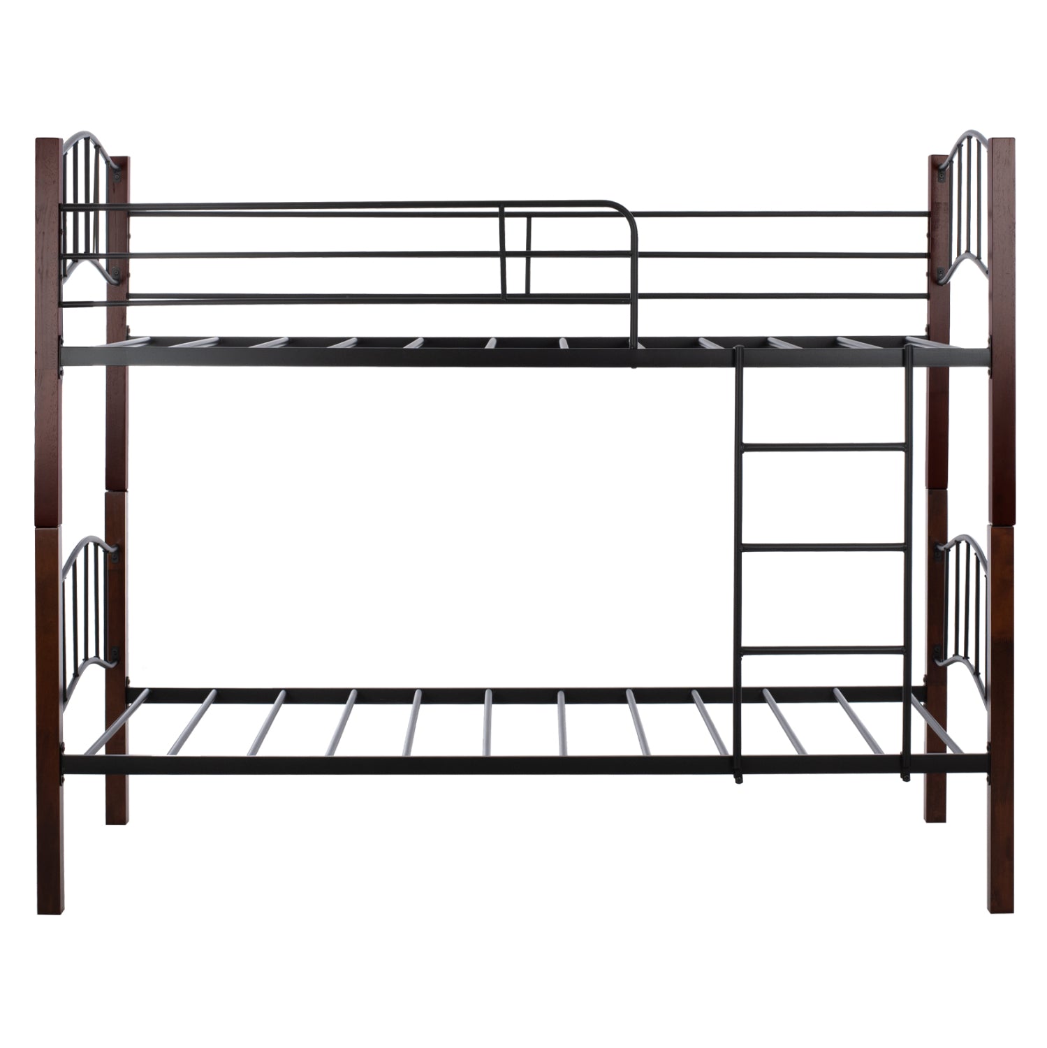 BUNK-BED BLACK METAL-WALNUT COLOR WOOD HM645 90X190cm