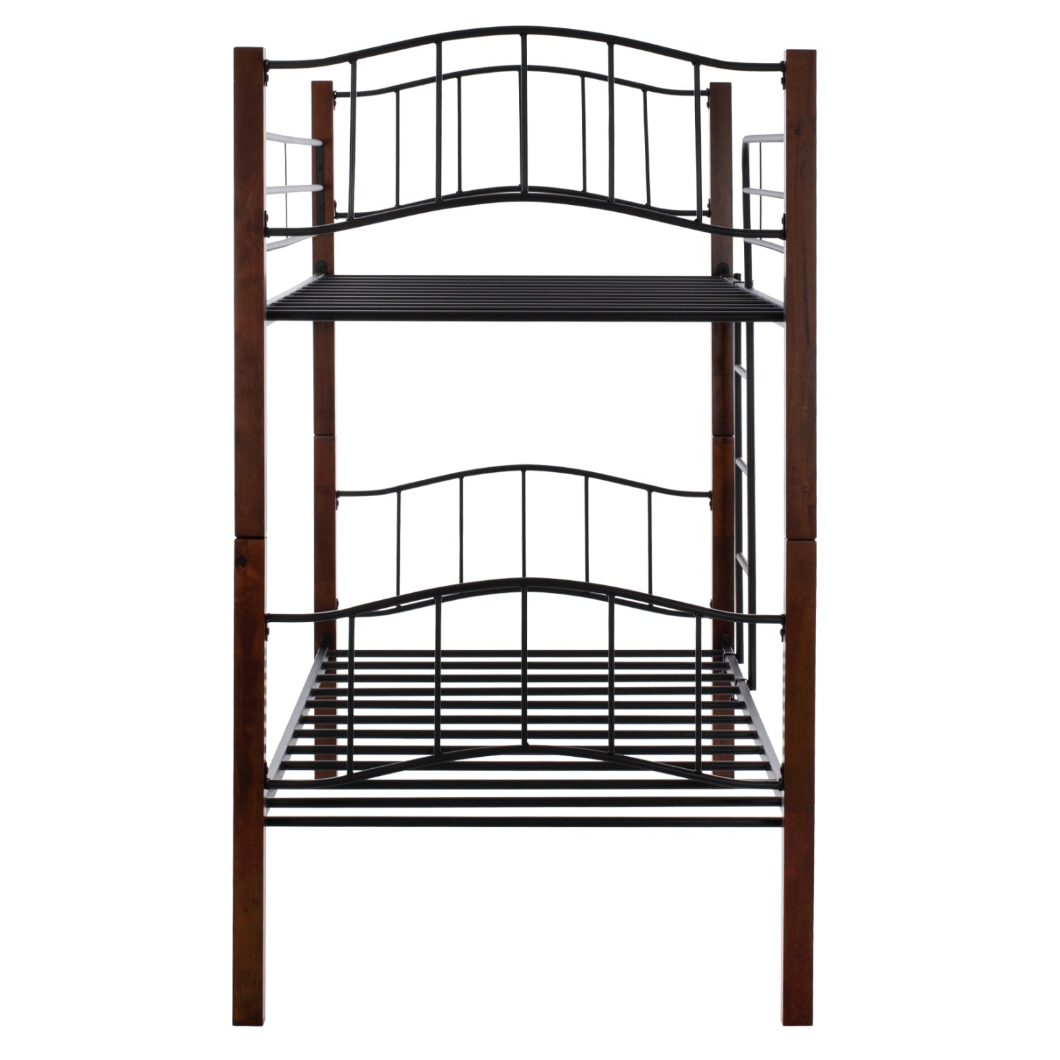 BUNK-BED BLACK METAL-WALNUT COLOR WOOD HM645 90X190cm