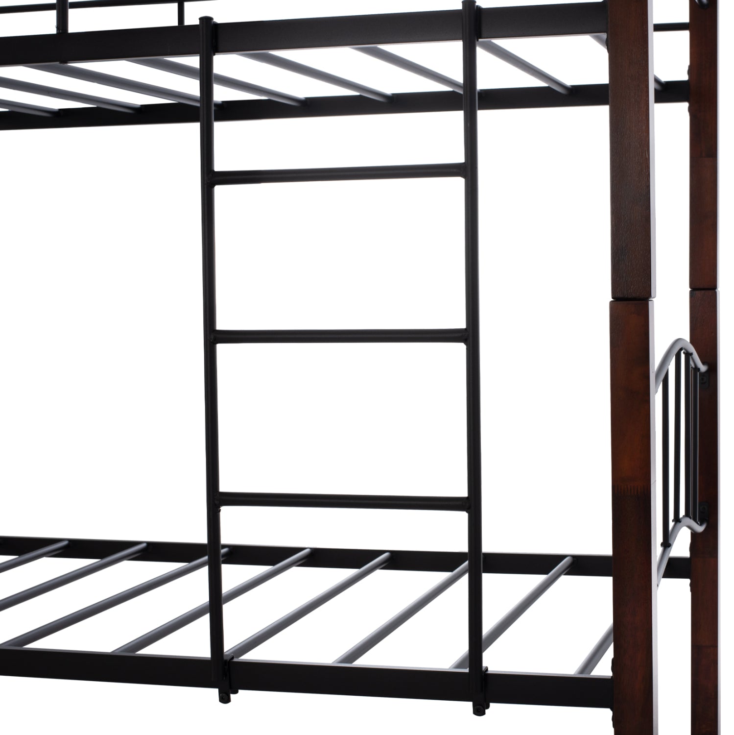 BUNK-BED BLACK METAL-WALNUT COLOR WOOD HM645 90X190cm