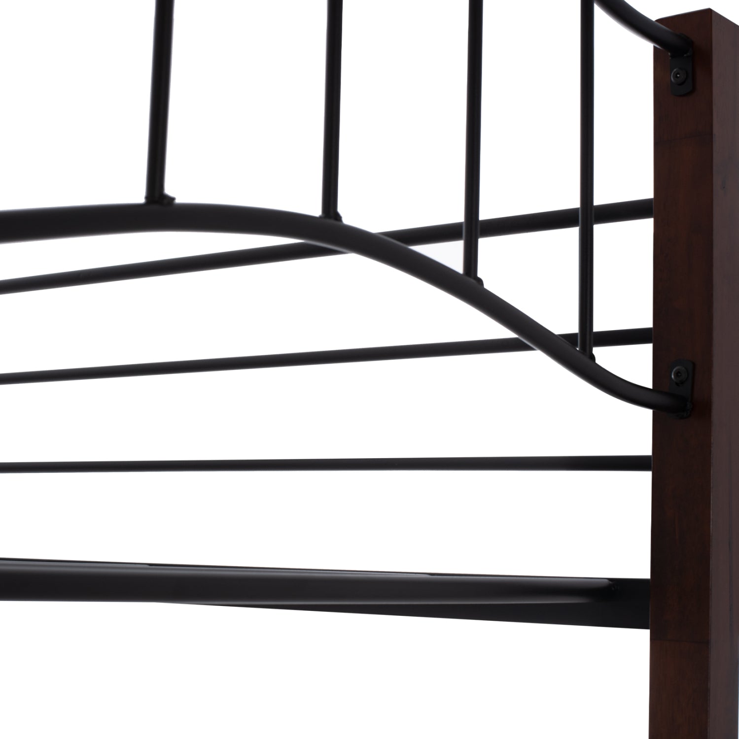 BUNK-BED BLACK METAL-WALNUT COLOR WOOD HM645 90X190cm