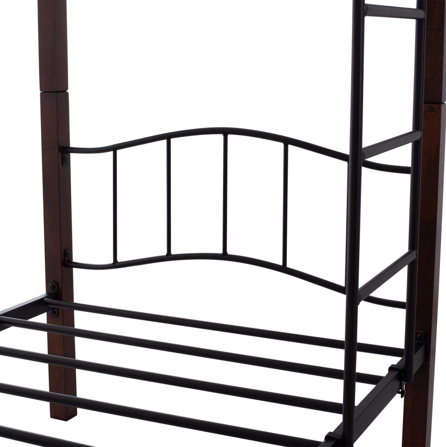 BUNK-BED BLACK METAL-WALNUT COLOR WOOD HM645 90X190cm
