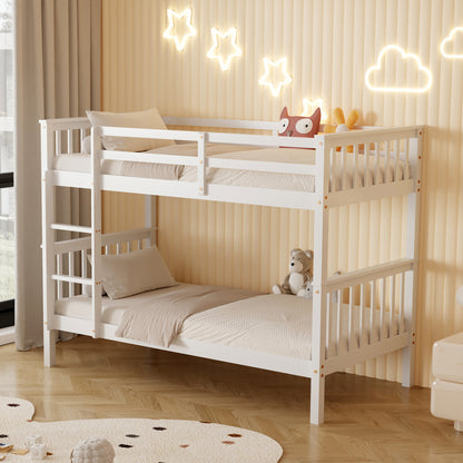 BUNK BED WITH 2 MATTRESSES LANTAI HM21307.01 PINE WOOD IN WHITE--FOR MATTRESSES 90x190cm