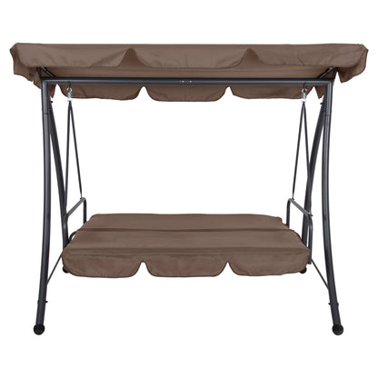 PORCH SWINGER-BED 3-SEATER LIKID HM5980.02 METAL FRAME IN GREY-FABRIC IN LIGHT BROWN 194x119x210Hcm.