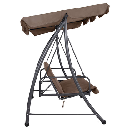 PORCH SWINGER-BED 3-SEATER LIKID HM5980.02 METAL FRAME IN GREY-FABRIC IN LIGHT BROWN 194x119x210Hcm.