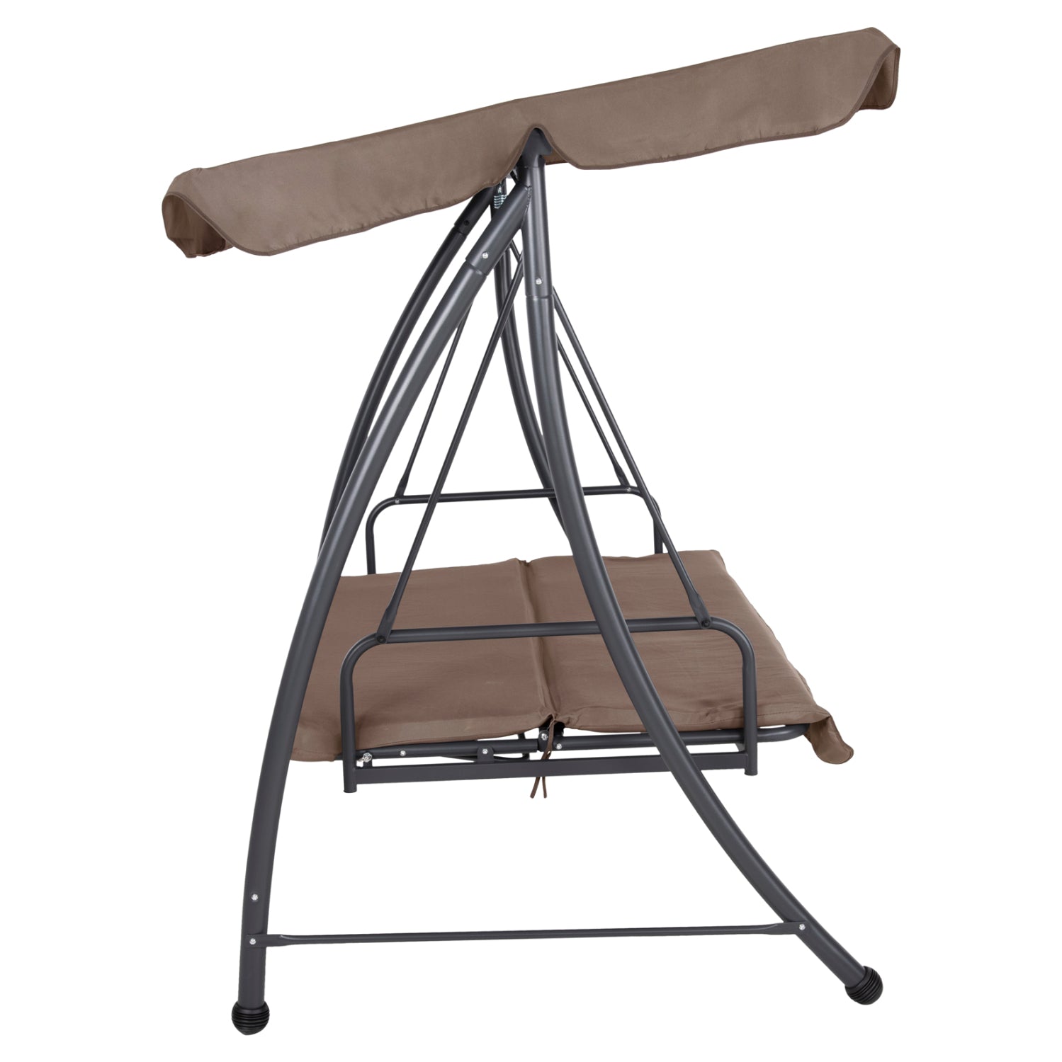 PORCH SWINGER-BED 3-SEATER LIKID HM5980.02 METAL FRAME IN GREY-FABRIC IN LIGHT BROWN 194x119x210Hcm.