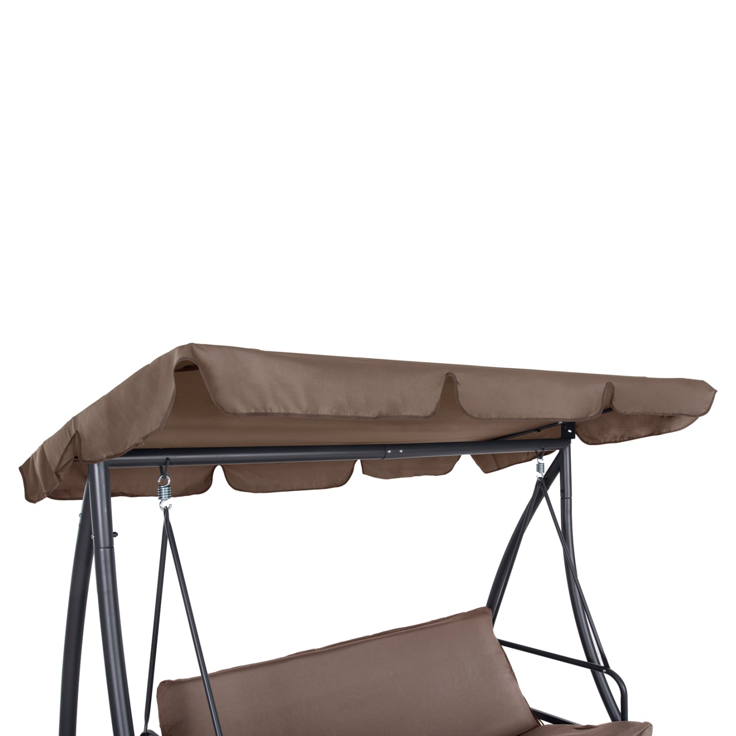 PORCH SWINGER-BED 3-SEATER LIKID HM5980.02 METAL FRAME IN GREY-FABRIC IN LIGHT BROWN 194x119x210Hcm.