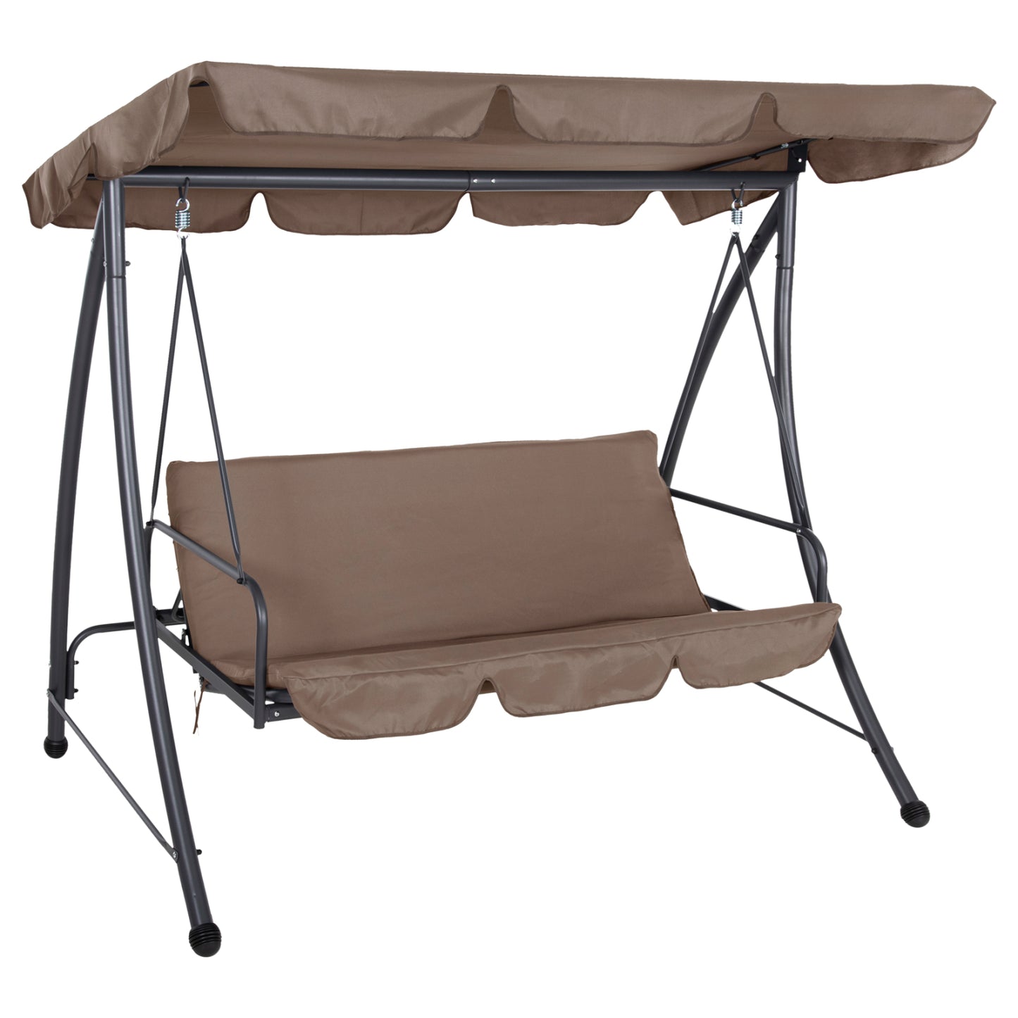 PORCH SWINGER-BED 3-SEATER LIKID HM5980.02 METAL FRAME IN GREY-FABRIC IN LIGHT BROWN 194x119x210Hcm.