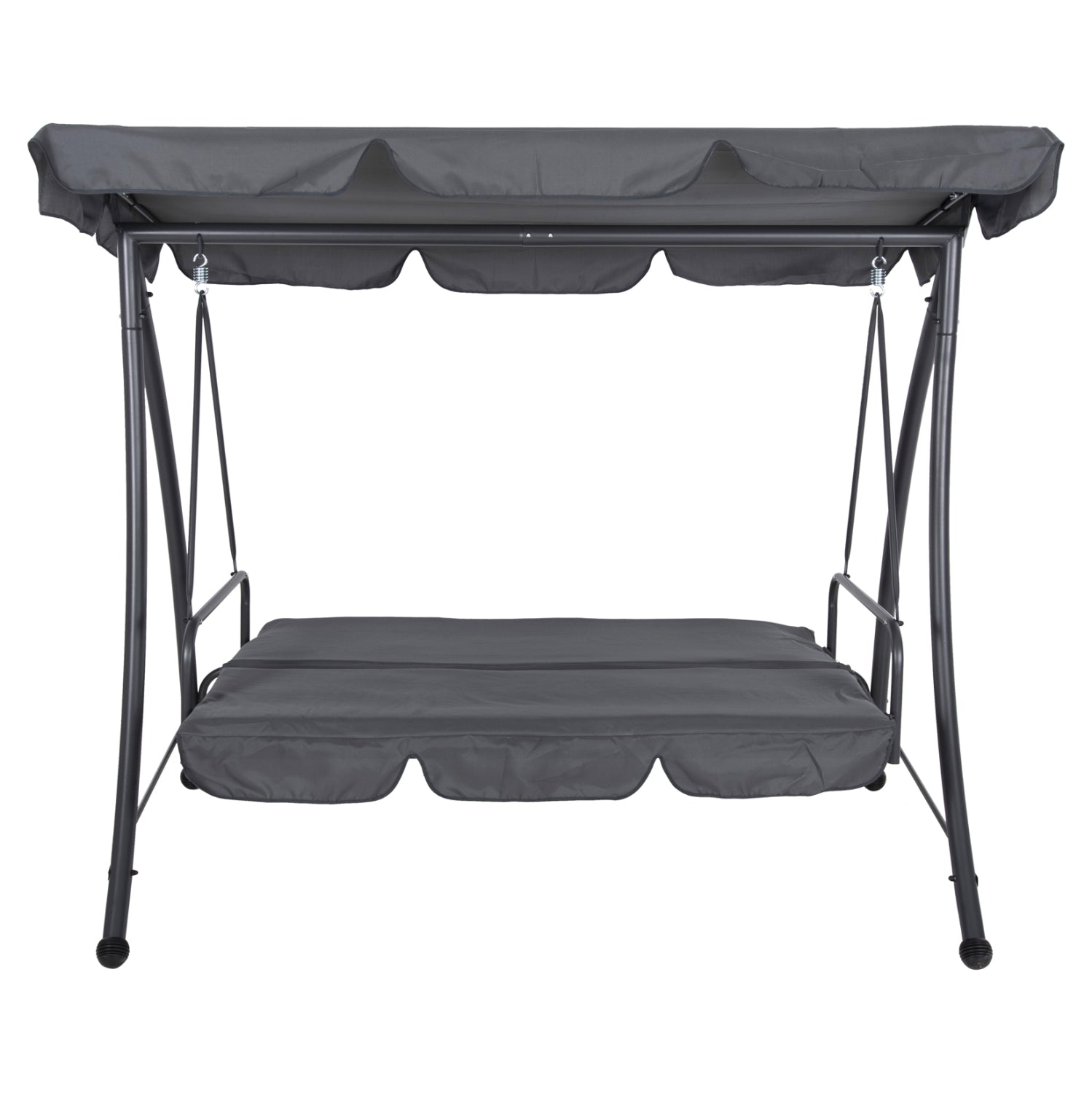 PORCH SWINGER-BED 3-SEATER WITH SUNSHIELD LIKID HM5980.01 METAL FRAME&FABRIC IN GREY 194x119x210Hcm.