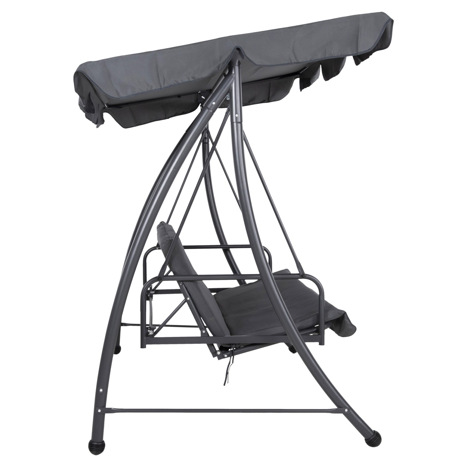 PORCH SWINGER-BED 3-SEATER WITH SUNSHIELD LIKID HM5980.01 METAL FRAME&FABRIC IN GREY 194x119x210Hcm.