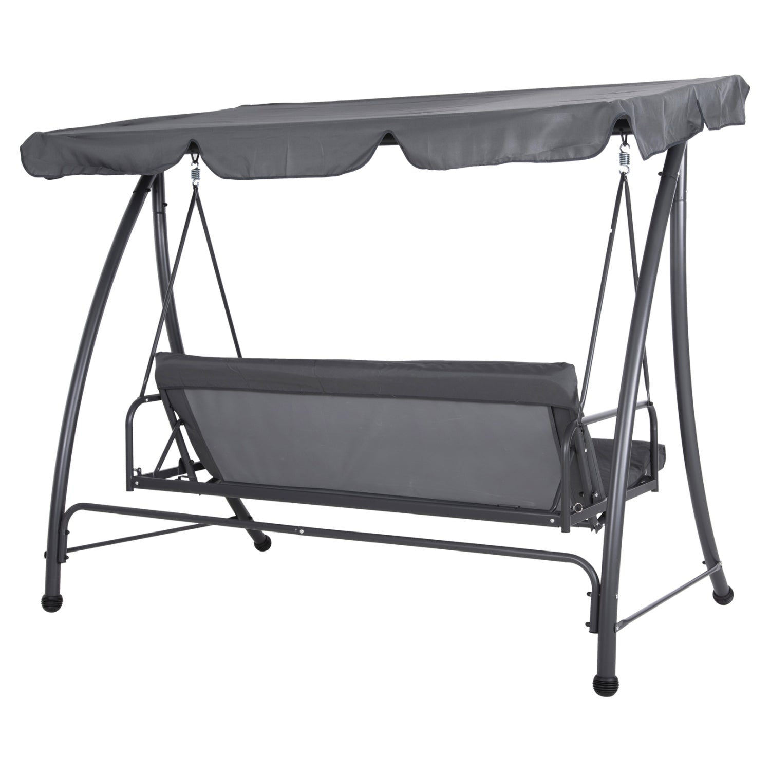 PORCH SWINGER-BED 3-SEATER WITH SUNSHIELD LIKID HM5980.01 METAL FRAME&FABRIC IN GREY 194x119x210Hcm.