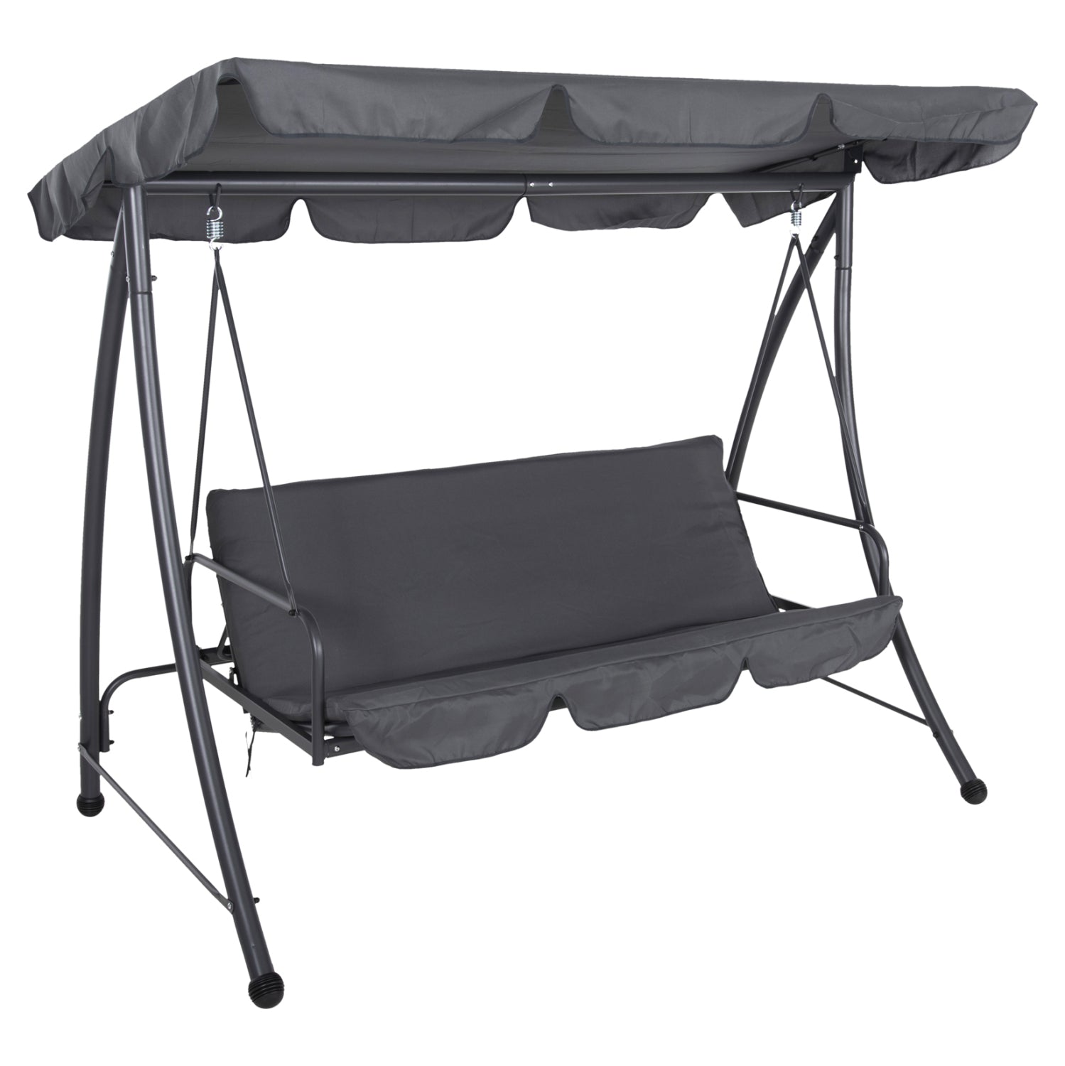 PORCH SWINGER-BED 3-SEATER WITH SUNSHIELD LIKID HM5980.01 METAL FRAME&FABRIC IN GREY 194x119x210Hcm.