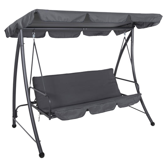PORCH SWINGER-BED 3-SEATER WITH SUNSHIELD LIKID HM5980.01 METAL FRAME&FABRIC IN GREY 194x119x210Hcm.