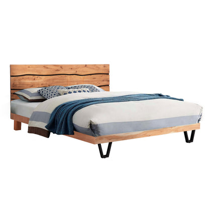 Bed ALICIA HM8359.11,metal and solid acacia wood,160Χ200