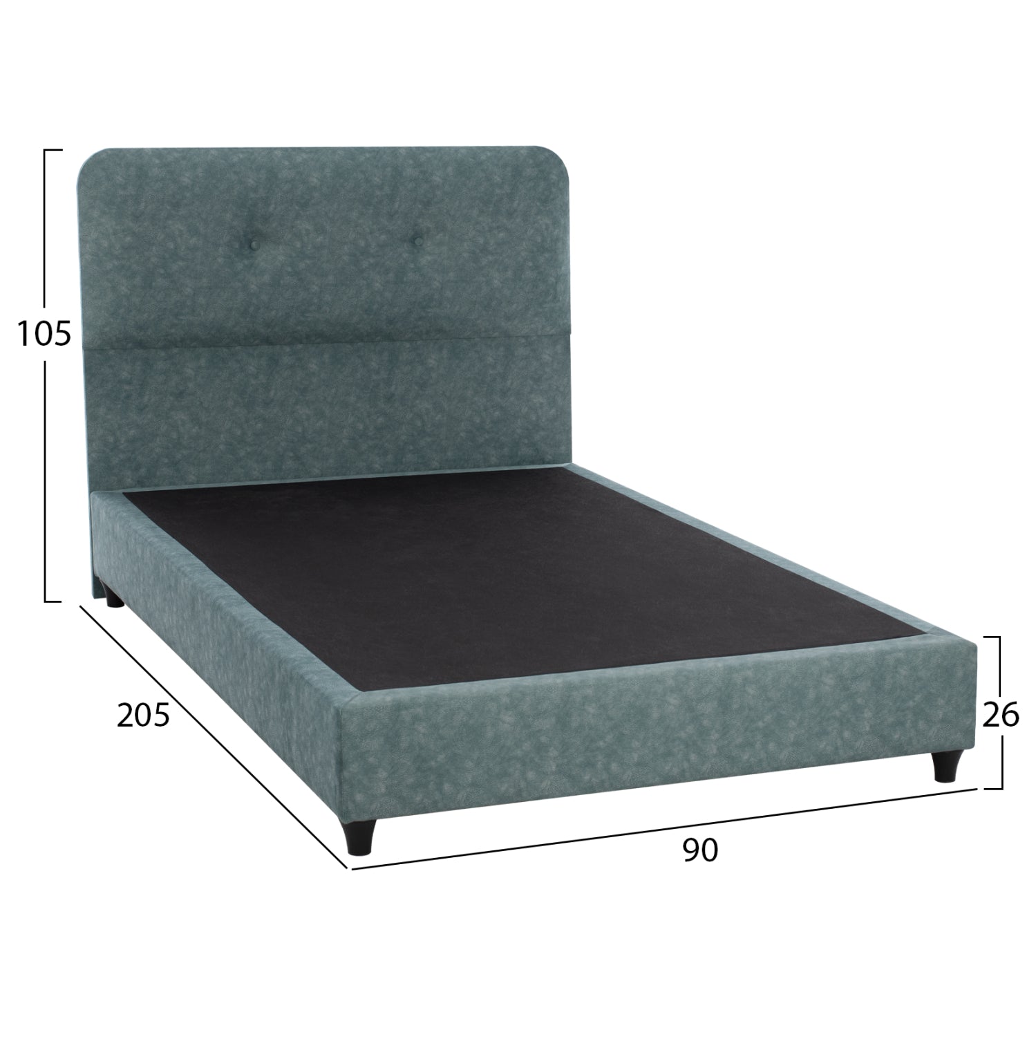 BED DOLORES HM649.27 T.NUBUCK FABRIC LIGHT GREEN 90X200