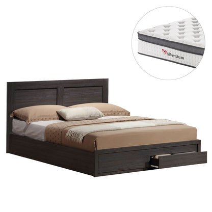 DOUBLE BED WITH 2 DRAWERS & MATTRESS CAPRI HM10747.01 MELAMINE ZEBRANO--FOR 140x200cm.