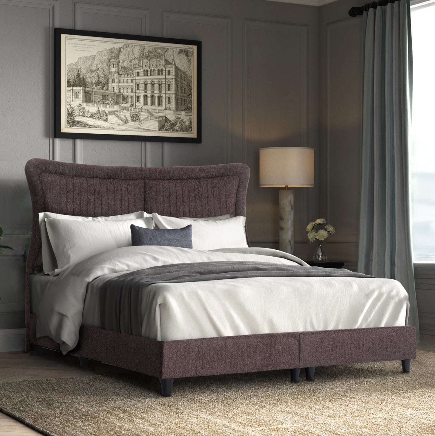DOUBLE BED NESTOR HM715.02 BROWN TEDDY FABRIC FOR MATTRESS 160x200cm.