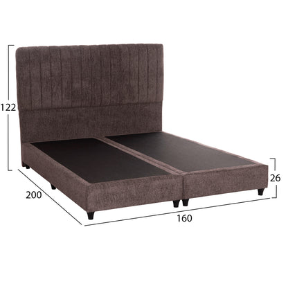 BED DOUBLE-SIZE LUTHER HM717.02 BROWN TEDDY FABRIC--FOR MATTRESS 160x200cm