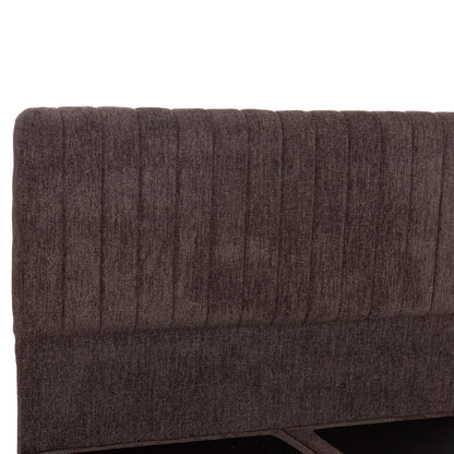 BED DOUBLE-SIZE LUTHER HM717.02 BROWN TEDDY FABRIC--FOR MATTRESS 160x200cm