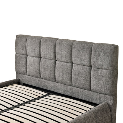 DOUBLE BED EDDY HM731.01 GREY BOUCLE & STORAGE SPACE--FOR MATTRESS 160x200cm.