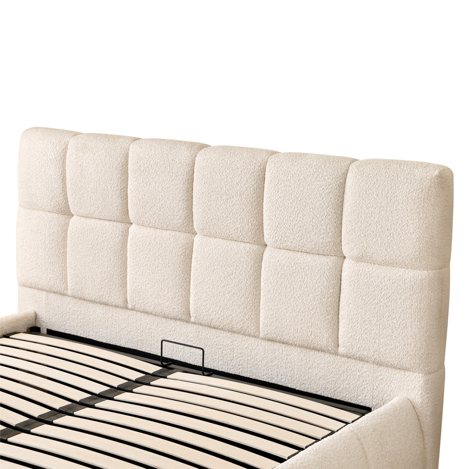 DOUBLE BED EDDY HM731.03 BEIGE BOUCLE & STORAGE SPACE--FOR MATTRESS 160x200cm.