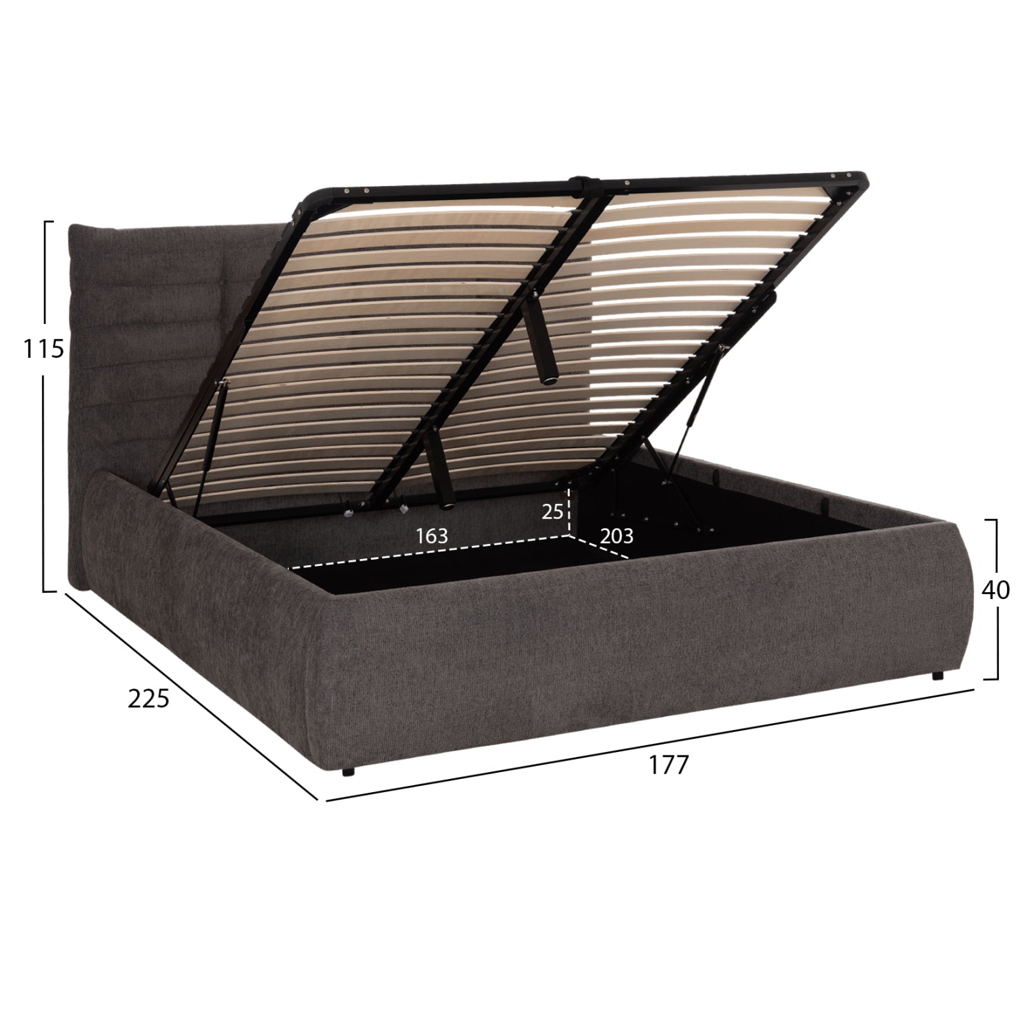 DOUBLE BED SANDRA HM732.01 GREY FABRIC & STORAGE SPACE--FOR MATTRESS 160x200cm.