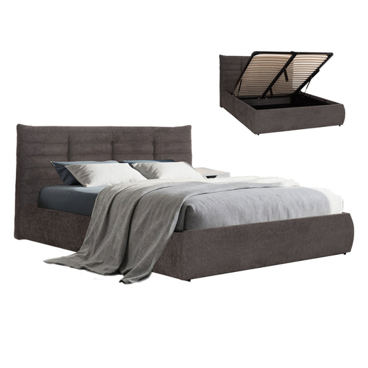 DOUBLE BED SANDRA HM732.01 GREY FABRIC & STORAGE SPACE--FOR MATTRESS 160x200cm.