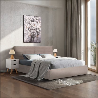 DOUBLE BED SANDRA HM732.03 BEIGE FABRIC & STORAGE SPACE--FOR MATTRESS 160x200cm.