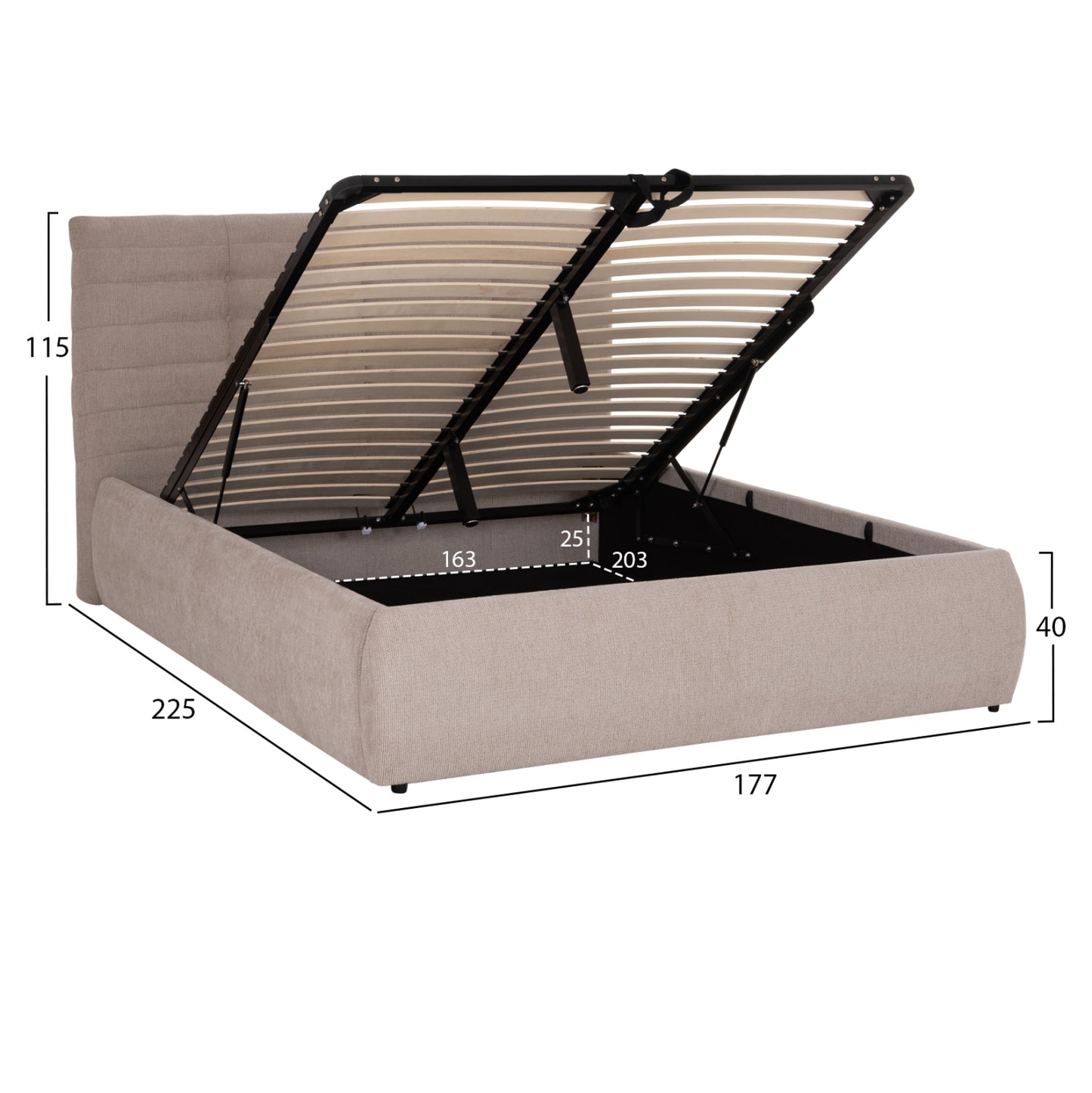 DOUBLE BED SANDRA HM732.03 BEIGE FABRIC & STORAGE SPACE--FOR MATTRESS 160x200cm.