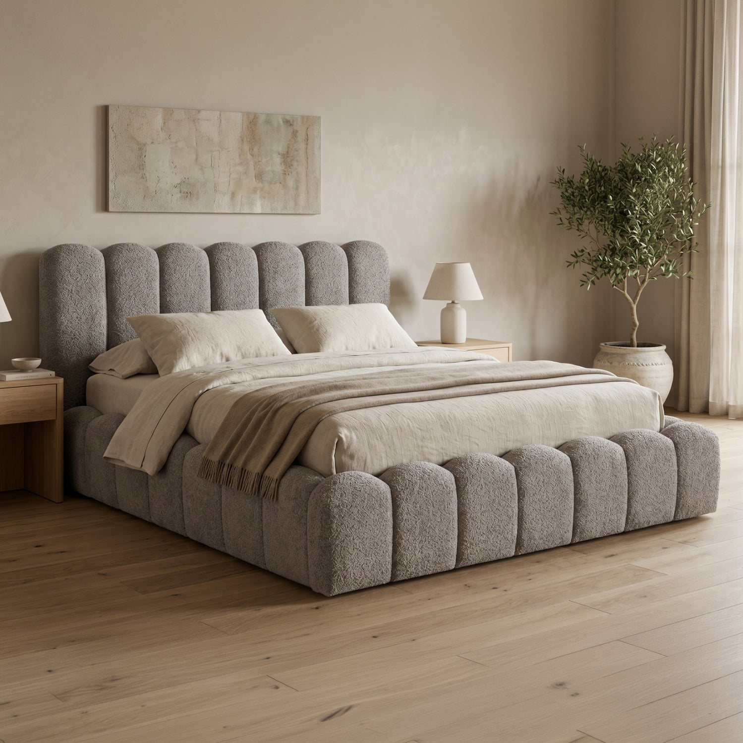 DOUBLE BED MARIUS HM759.01 GREY CHENILLE FABRIC--FOR MATTRESS 160x200cm.