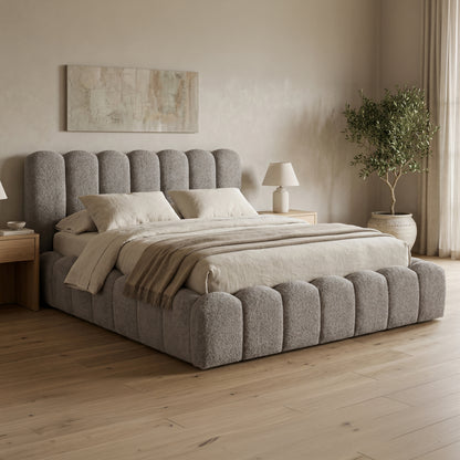 DOUBLE BED MARIUS HM759.01 GREY CHENILLE FABRIC--FOR MATTRESS 160x200cm.